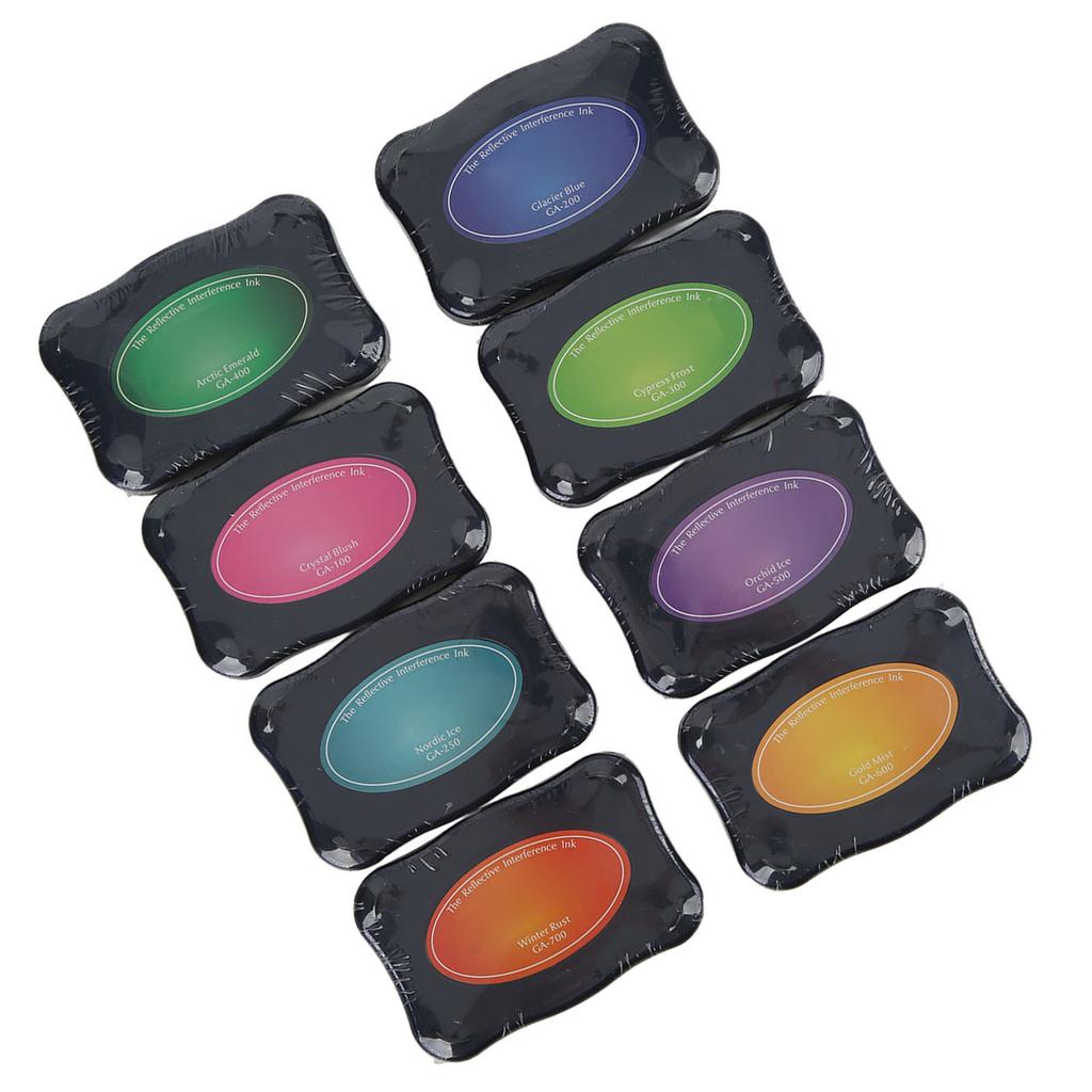 Ink Pad 8 PCS Reflective Interference Ink Safe Stamp Pad Fingerprint Ink Pad for Kids for DIY