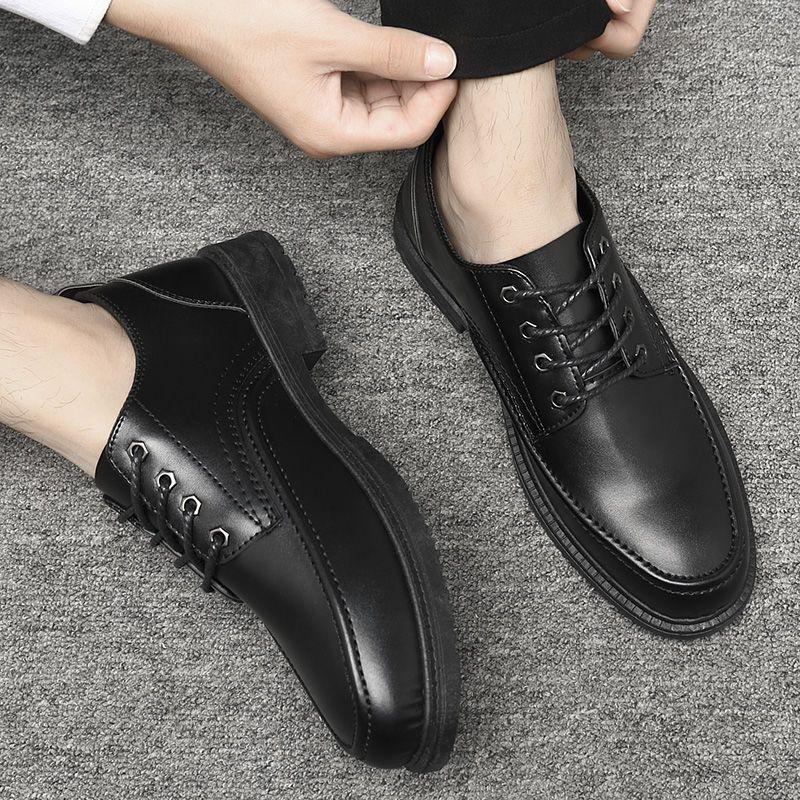 Animal Print Round Toe Business Black Moccasin Man Casual Shoe Soft Thick Sole Dress Shoes Leather Men Platform Formal Brogue Pu