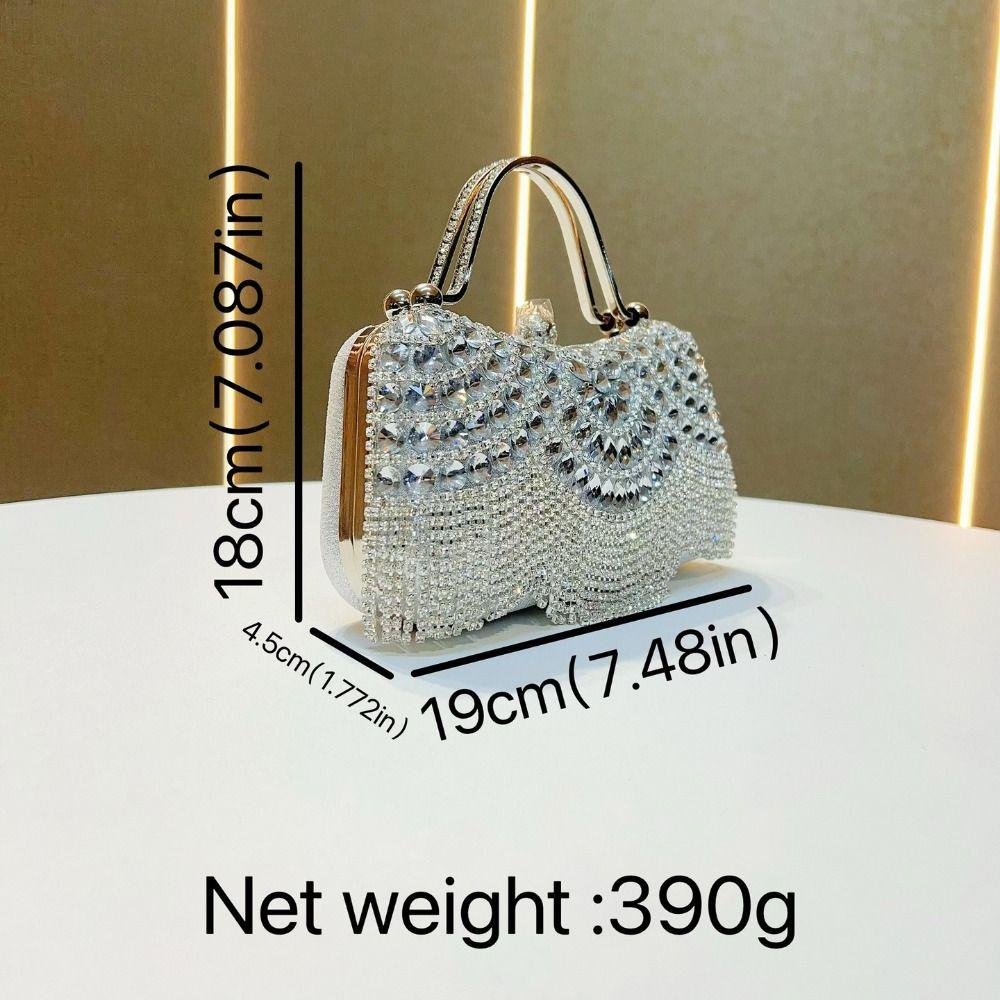 French Shiny Tassel Evening Banquet Bag Sequin Bling Glitter Chain Crossbody Bag Crystal Purse Rhinestone Shoulder Bag Party