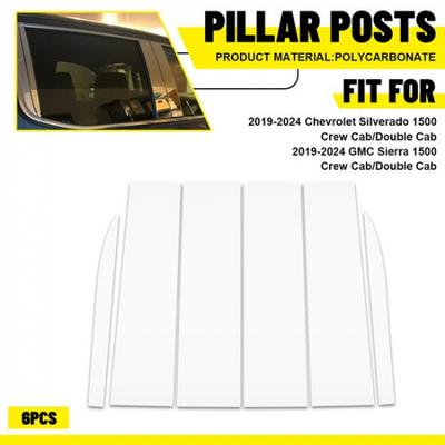 Fit GMC Silverado Sierra 1500 Pillar Posts Door -24 Trim Window Gloss Chrome