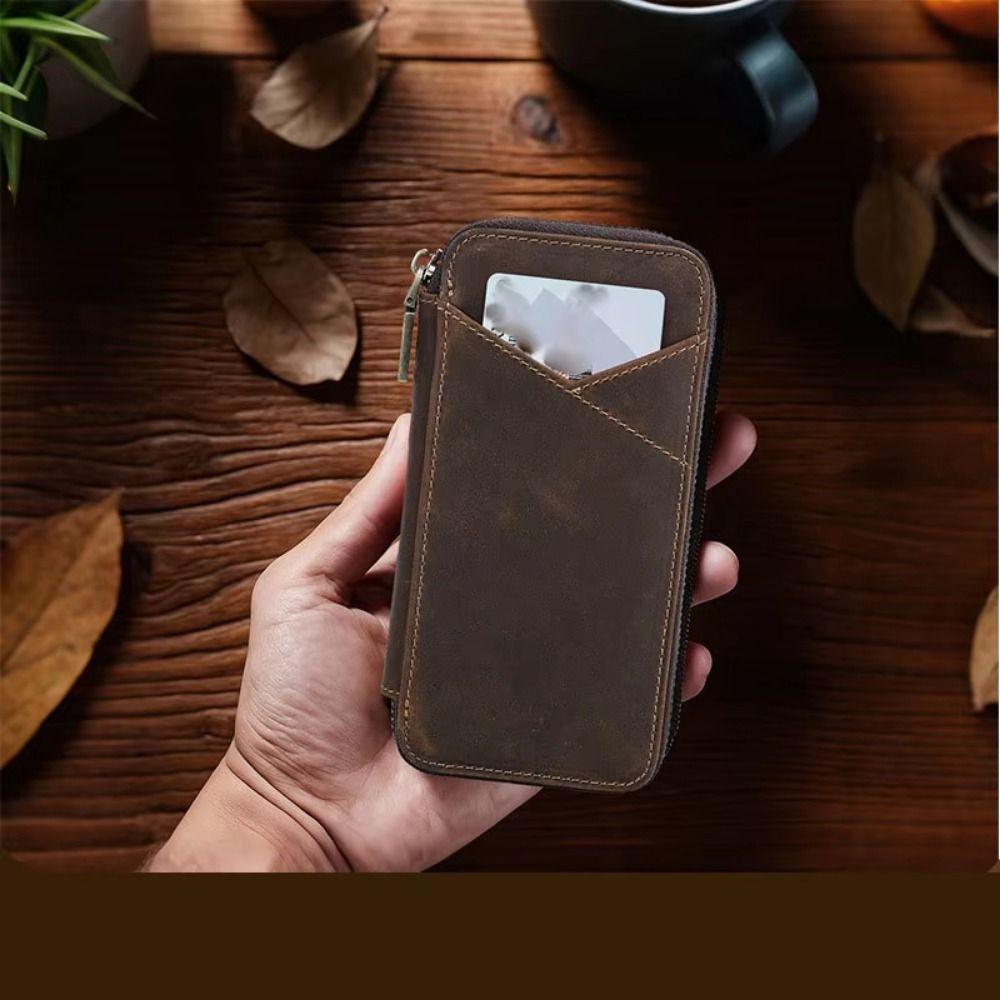 Vintage Style Genuine Leather Pencil Case Handmade Leather Pen Case  Student Stationery