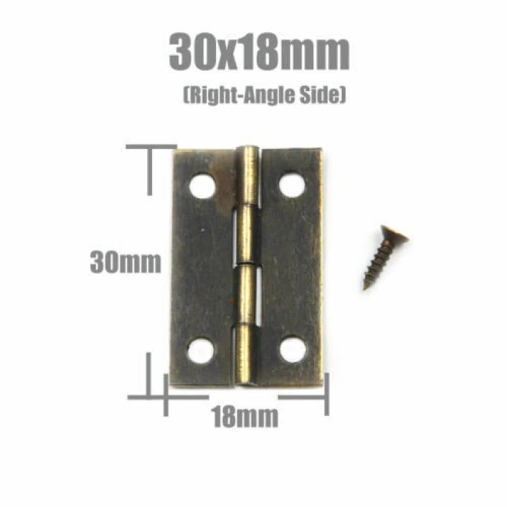 10-25pcs Mini Antique Brass Cabinet Hinges with Screws for Jewelry Gift Box Wooden Wine Chest Door Hardware