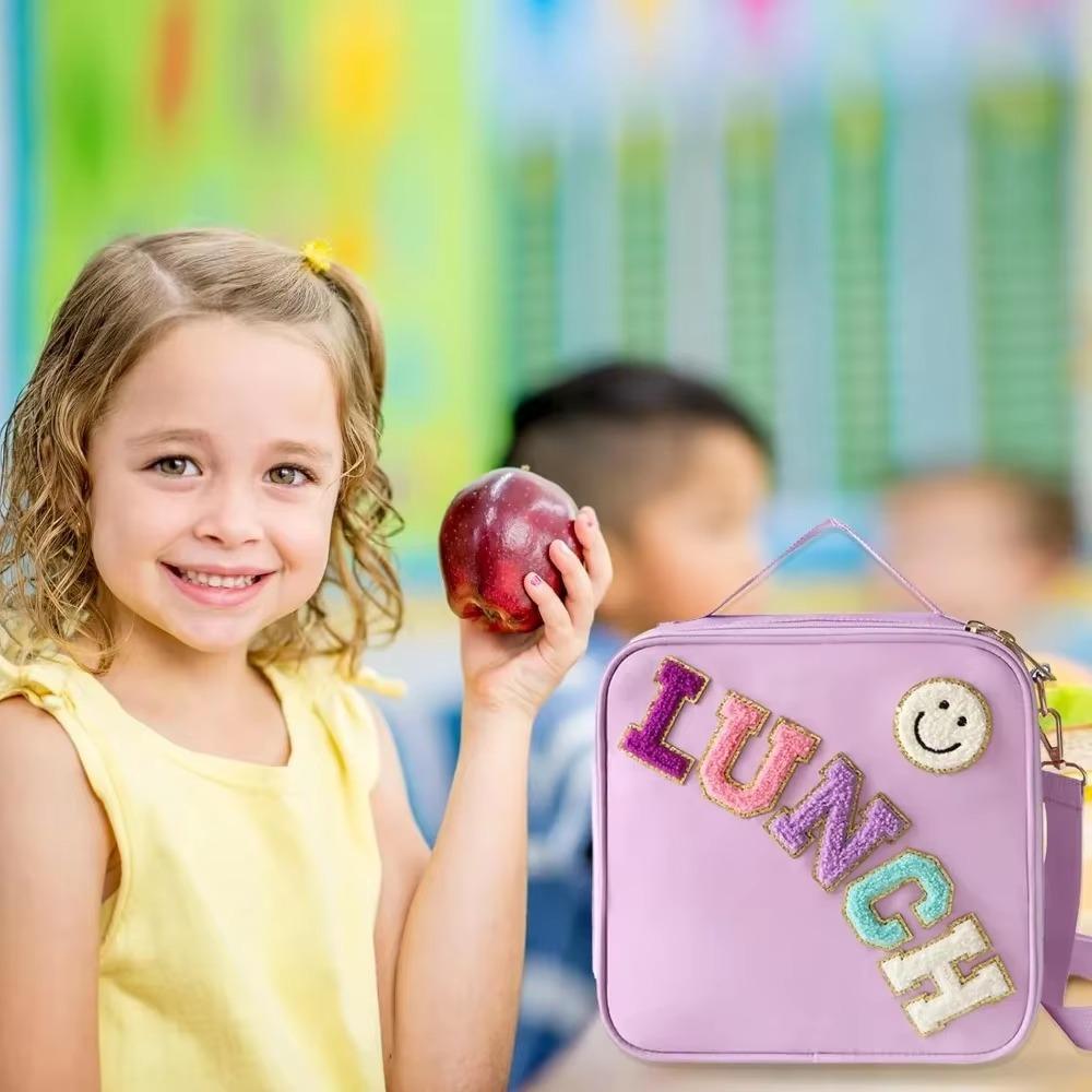 Insulated Lunch Bag Women Lunch Box Kids for Teen Girls Boys with Shoulder Strap Nylon Preppy Lunch Bags for School Work Picnic