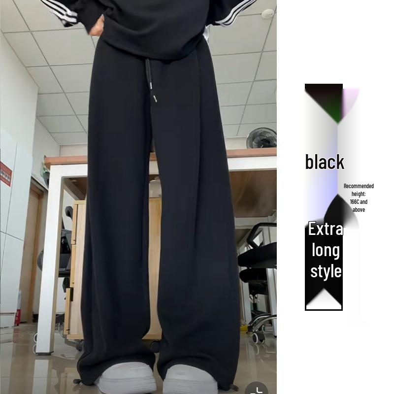 Women's 2024 Winter Fleece-Lined American Style Sweatpants - Slimming Loose Fit, Straight & Wide Leg Joggers