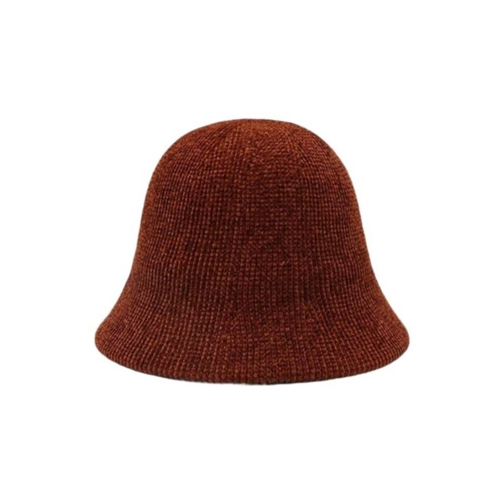 Chenille Women Panama Cap Solid Color Bucket Hat Elegant Knitted Fisherman Hat  Streetwear