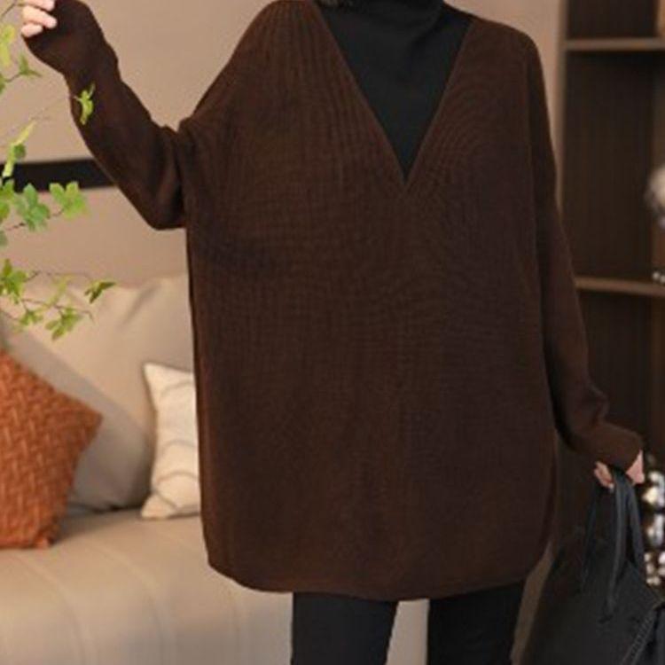2025 New European-Style Ribbed High Neck Long Sleeve Top for Women - Loose, Slimming Fit