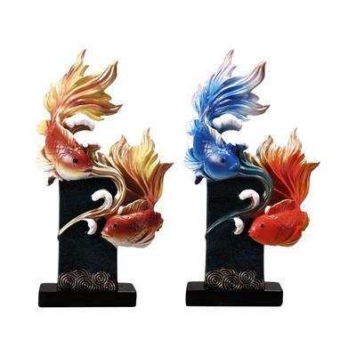 Feng Shui Carp Statue Desktop Ornament Figurine Creative Chinese Feng Shui Fish Resin Fish Statue for Bookcase Shop Cabinet