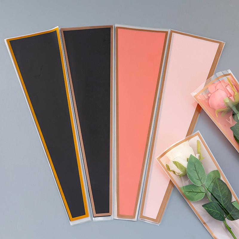 50Pcs Single Rose Sleeves Flower Wrapping Bag Bouquet Packaging Bags Clear Cellophane Floral Wrappers For Valentine'S Day