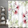 Watercolor seamless pattern with transparent hibiscus flowers and leaves, transparent pink tropical flowers and green leaves on