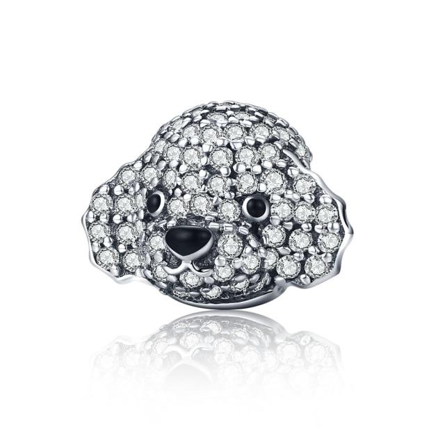 Zirconia Color Sterling Cane Animaletto Cane Cane Bulldog Perline Adatte Braccialetto da Polso Originale Ciondolo Gioielli Fai da Te Braccialetto da Polso alla Moda