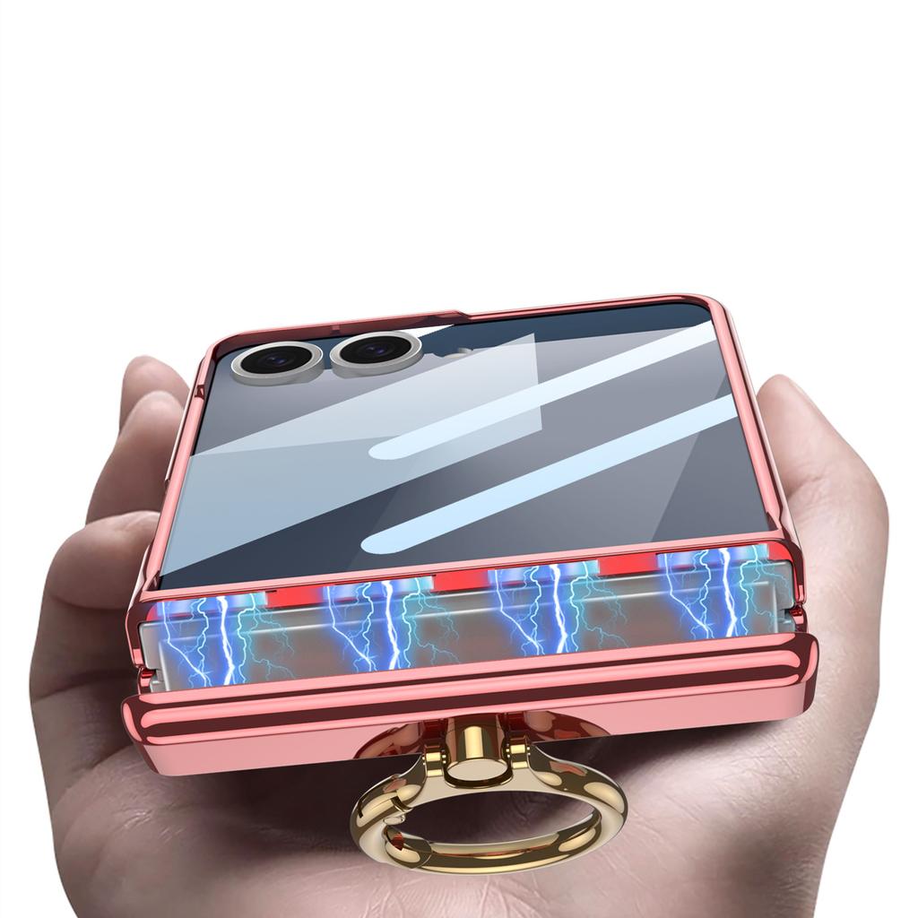 Samsung ZFlip7 Mobile Phone Case Folding Screen Electroplated Phantom Full Encapsulation Film Integrated Shaft Protection Case Hard Shell