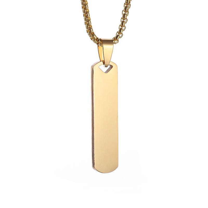 Simple Pendant Stainless Steel Three Dimensional Rectangular Geometric Necklace Men and Women Jewelry
