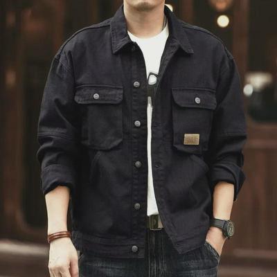 Chaqueta Vaquera Americana Retro para Hombre – Abrigo Duradero Otoño/Invierno, Elegante Diseño Holgado, Ropa de Trabajo de Moda Inspirada en la Caza.
