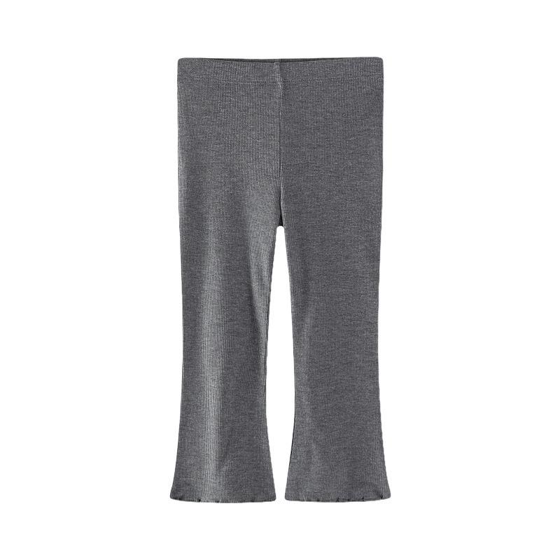 Girls Solid Stretchy Base Leggings with Flared Legs for Spring and Autumn