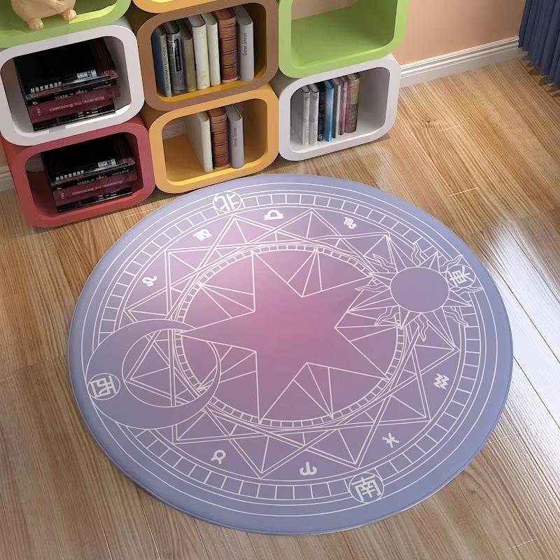 Bedroom Decor Pink Magic Star Array Carpet Living Room Balcony Non-slip Floormats Cartoon Circular Bedside Area Carpets Rugs