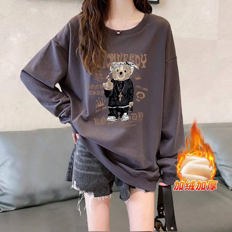 2025 new popular European products loose small man velvet thickened round neck no hat sweater women's spring, autumn and winter models