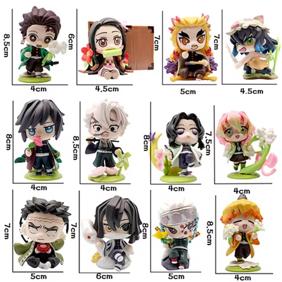 YENİ Q Posket Figür  Demon Slayer Mini Figür 5 Adet 10 Adet 12 Adet 15 Adet Setler Kimetsu No Yaiba Küçük PVC Bebekler Masaüstü kutusu