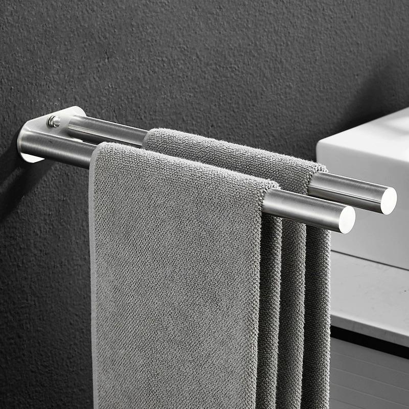 Bathroom Towel Rack Stainless Steel Holder Wall Black Double Towel Rack Hand Bar Towel Hanger Ladder Holder Bathroom Accessories