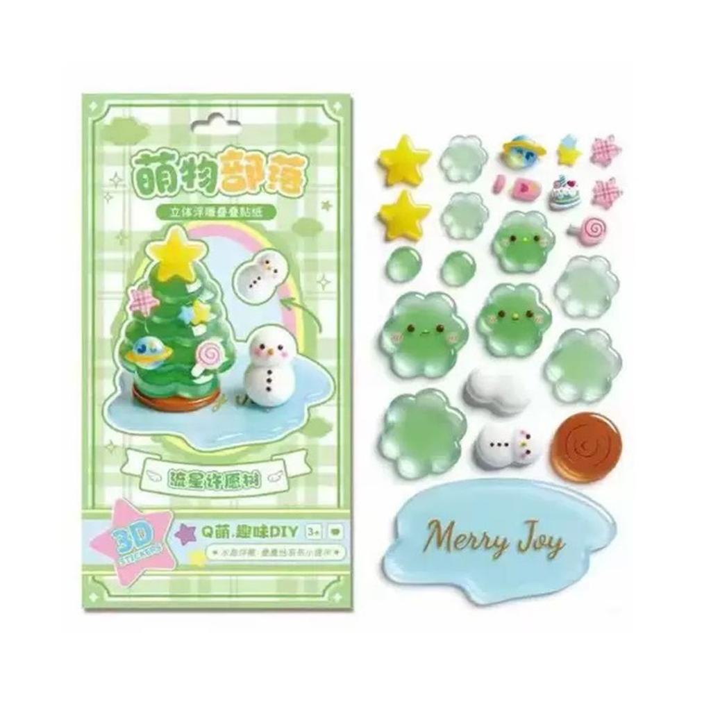 Sticker Relief 3D Gaufré Texture Gonflante Autocollants Cristal Empilés 3D Kawaii Fait Main DIY Cadeau Créatif Cadeau de Fête