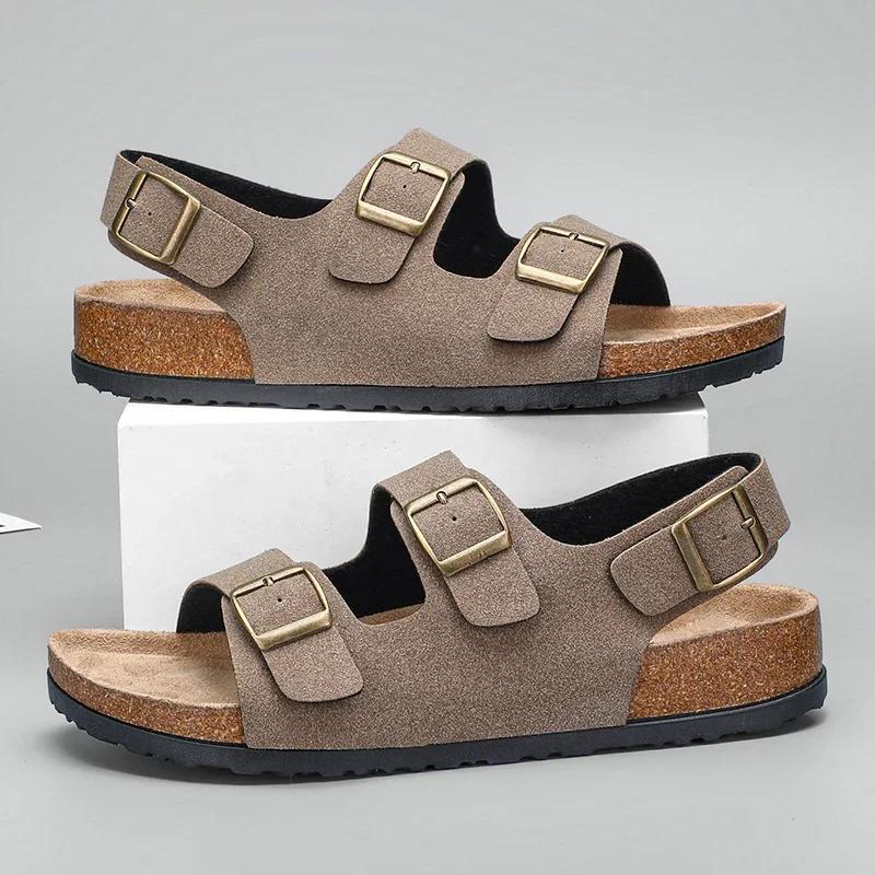 Authentic Leather Shoes Man Slippers Men's Dad Sandals Man Summer 2024 Mens Sandal Low Price Shoe Social Shoe Male Slipers Flat