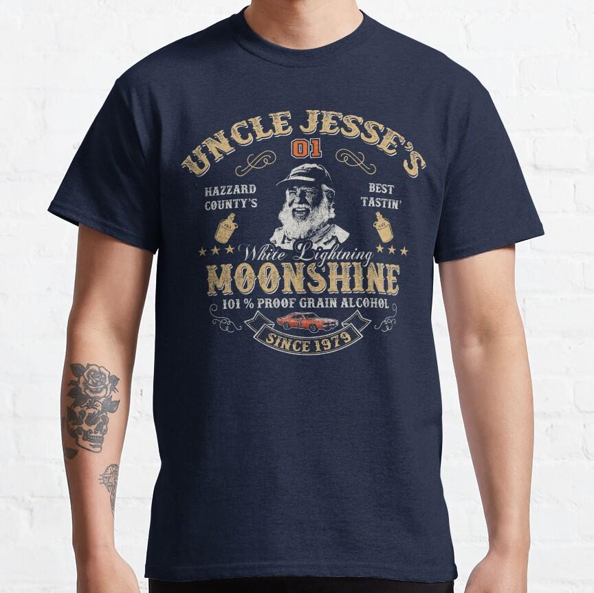 Vintage Horror Movie Moonlight Hazzard Duke Uncle Jesse Graphic Large Adult Cotton Print Casual Fashion High Quality T-Shirt