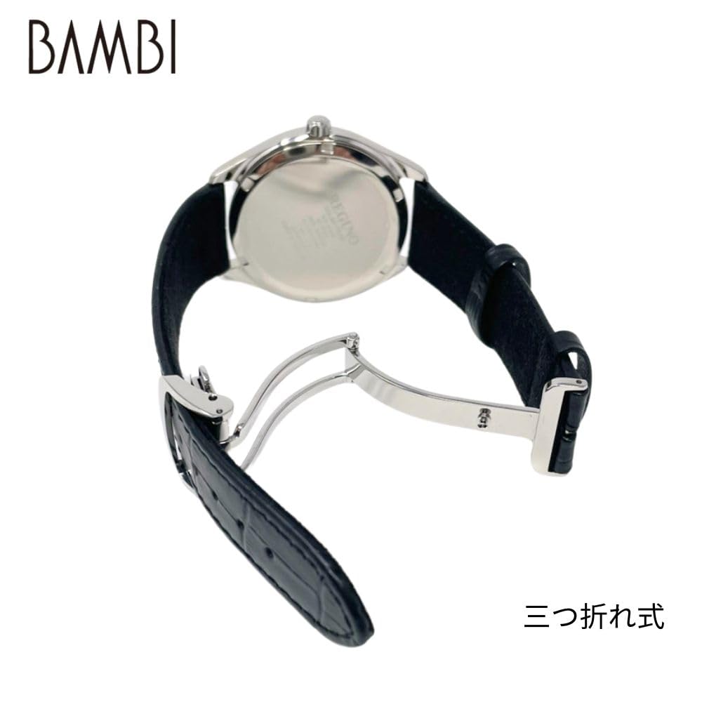 belt 12mm watch band replacement stainless steel Bambi silver D-buckle tri-fold