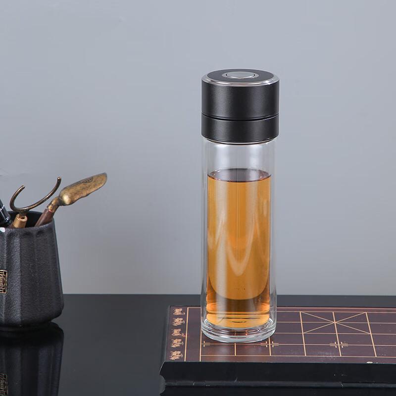 SX Men's Double-Layer Glass Tea Infuser Bottle