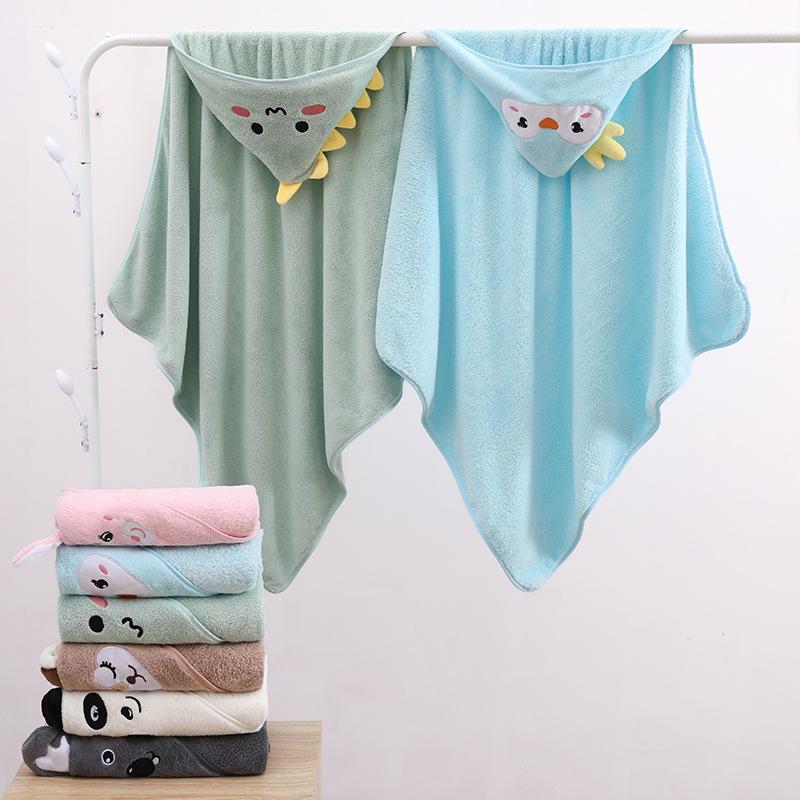 Soft Coral Fleece Baby Swaddle Hooded Bath Towel
