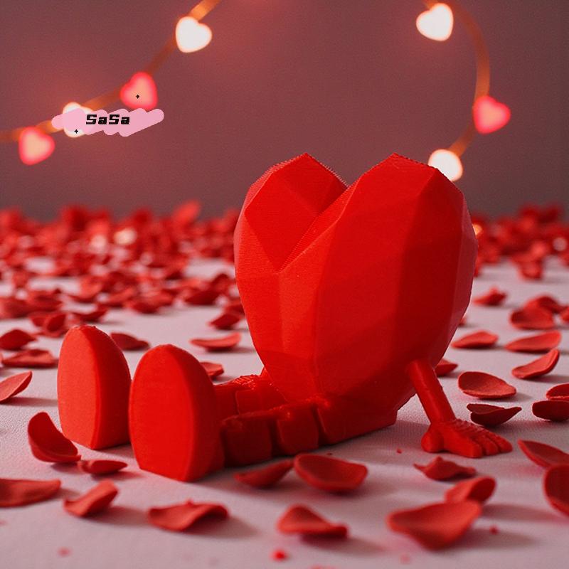 1/2Pcs 2026 Heart Joint Miniature Figurine Doll Happy Valentine's Day Decor Creative Love Gift for Home Party Decoration