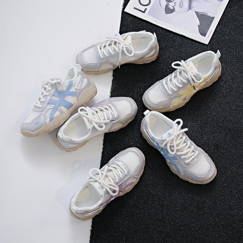 Lässige Mesh-Damen-Sportschuhe mit dicker Sohle Sommer neu vielseitig modisch bequem atmungsaktiv leicht