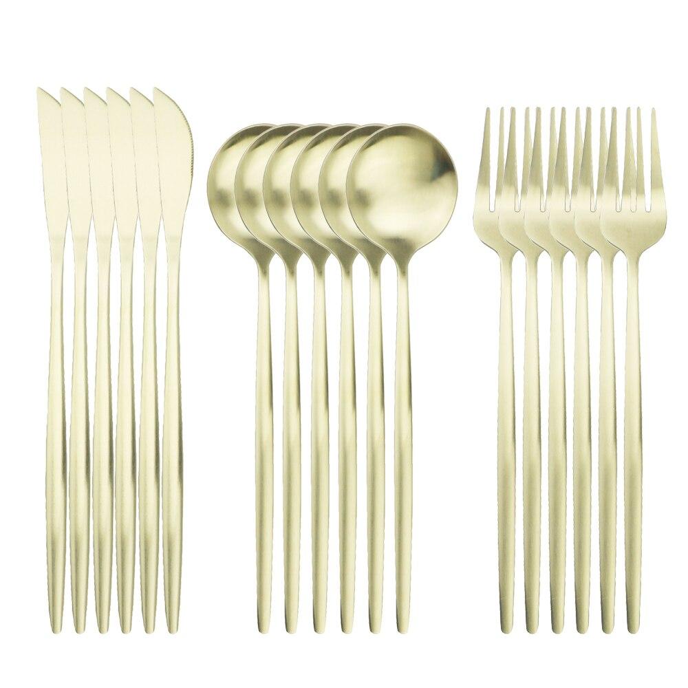 18pcs Colorful Cutlery Set Tableware Set Stainless Steel Dinner Knife Fork Spoon Matte Polishing Dinnerware Set