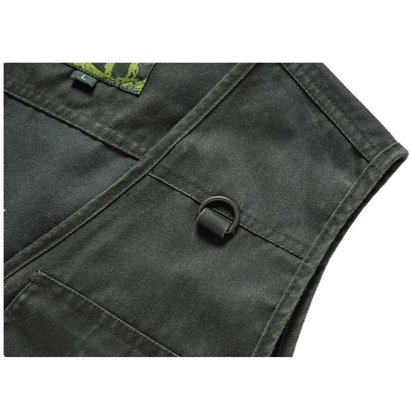 Large Size Boys Outdoor Spring and Autumn Casual Vests for Men Pure Cotton Large Size Vest Plus Multi-pocket Military Green 10XL