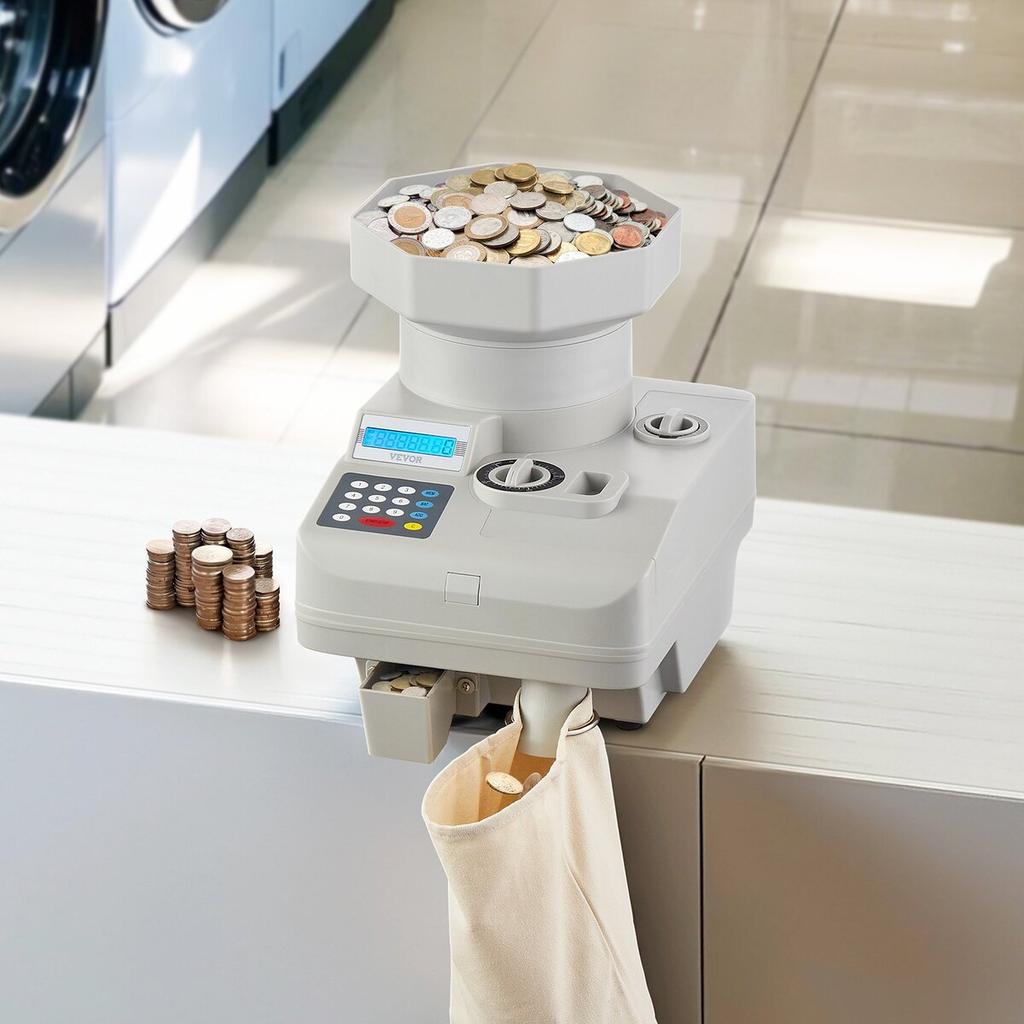 Coin Counter Professional Coin Sorter LED Display Holds up to 11000 Coins