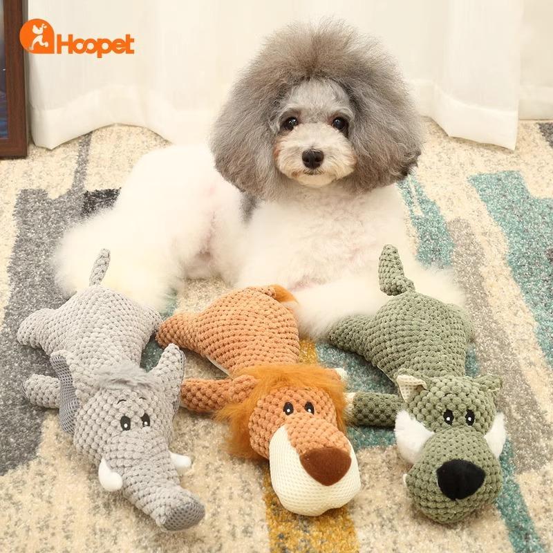 Cute Plush Dog Squeaky Toy Soft Corduroy Pet Chew Toy for Puppy Interactive Teething