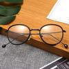 Retro Literary Round Frame Glasses Fashion Literary Myopia Glasses Frames Men'S And Women'S Lolita Plain Black Frame Flat Glasses