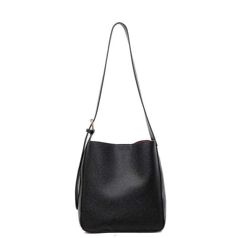 Women's bag new fashionable retro solid color lychee pattern high-end commuting versatile shoulder messenger bag