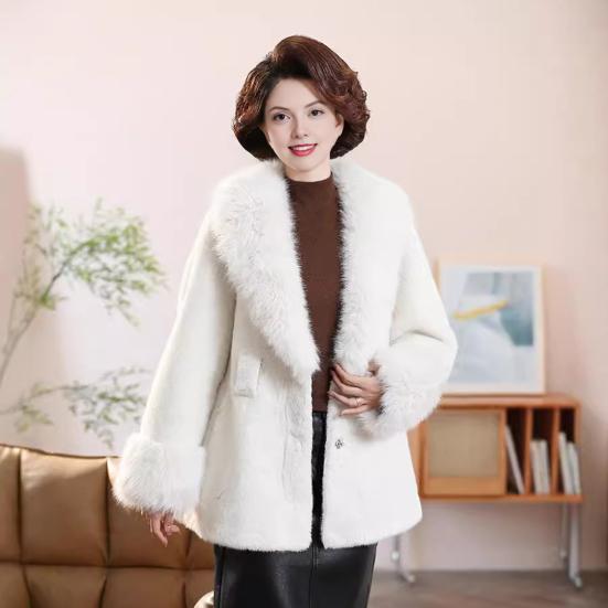Women's Furry Coat with Faux Fur Collar And Cuff Winter Warm Belted Fuzzy Jacket Long Sleeve Open Front Fluffy Outerwear