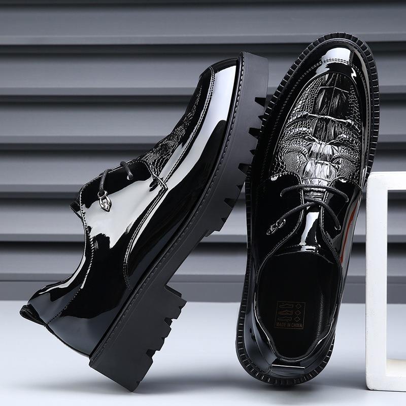 Large size 4 men's shoes new spring business breathable height increase casual leather shoes men's groom wedding shoes