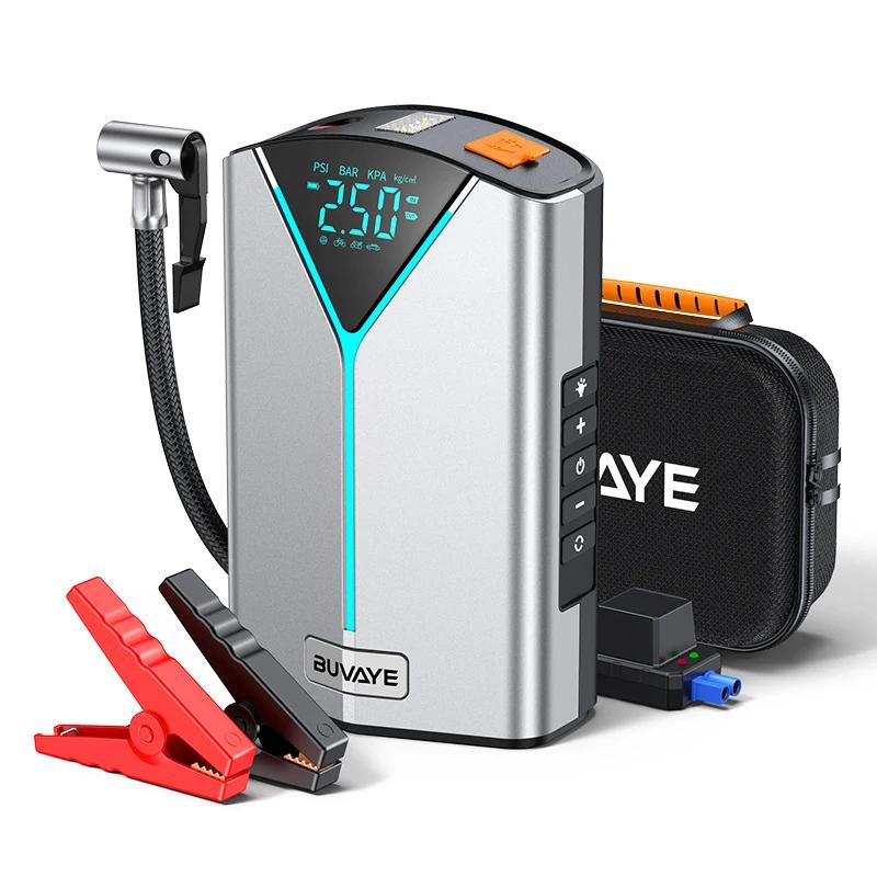 BUVAYE 4 In 1 Car Air Compressor Jump Starter Portable Battery Booster Jumper Pack Inflatable Pump For Motorcycle Bicycle Ball