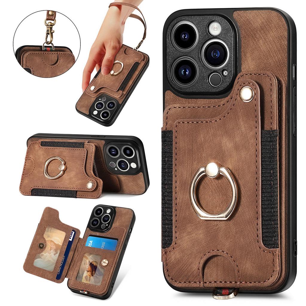 Anti-theft Wallet Finger Ring Holder Magnetic Flip Leather Case For iPhone 15 14Plus 13 12 11Pro XSMax /Samsung S23 S22 S21 S20 Ultra Plus A14 A54 A53