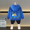 Spring and Autumn 1 2 3 4 5 6 Years Boys Coats Patchwork Cartoon Dinosaur Pattern Hooded Windbreaker Leisure Overcoat for Kids Birthday Present