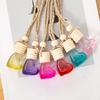 6ML Car Refillable Perfume Bottle Decoration Colorful Love Heart Shape Wood Lid Clear Glass Aromatherapy Essential Oil Empty Bottle Hanging Pendant