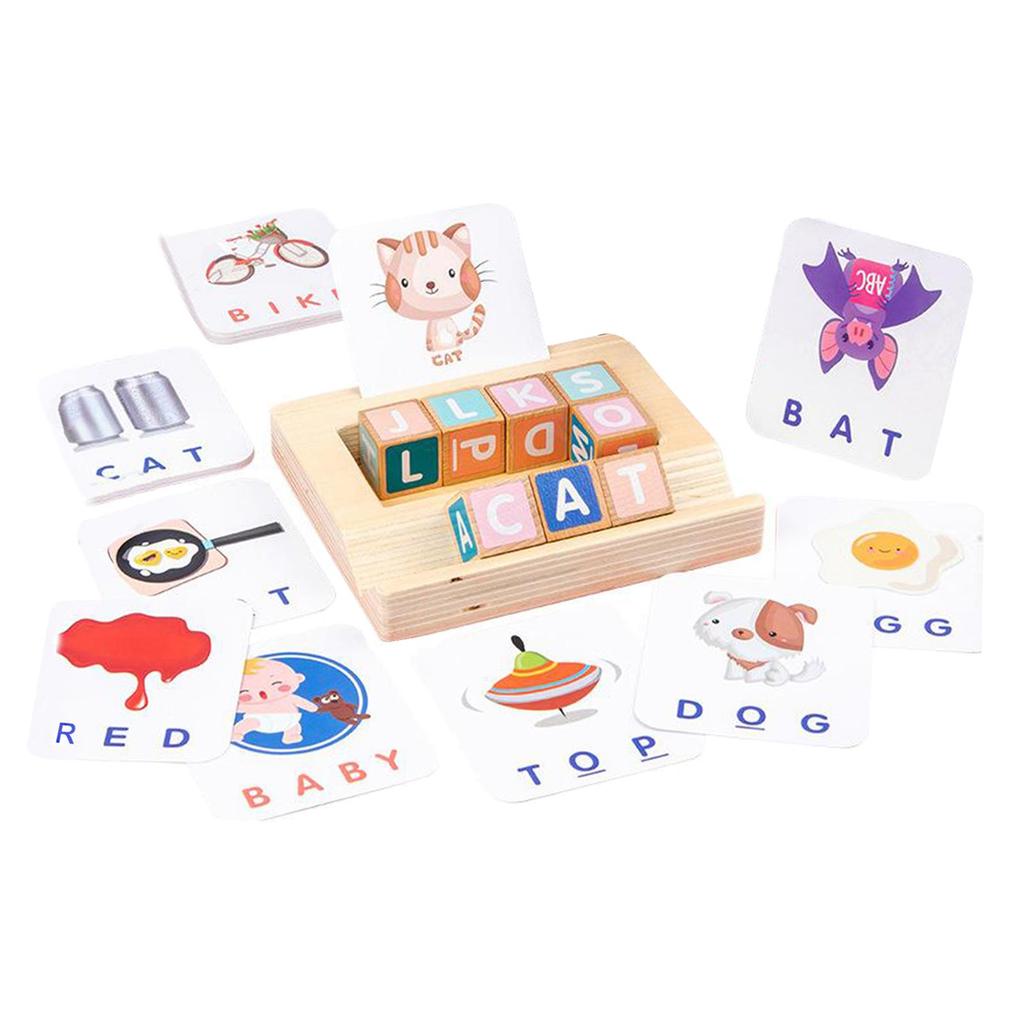 Spelling Games for Kids Ages 2 - 4 - 6 Math Wooden Letter blocks of number Flash Cards for Toddlers - Sight Word Games