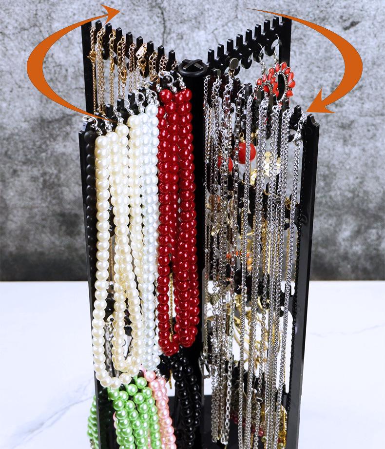 Rotating Earring & Necklace Display Rack with Dustproof Large Capacity