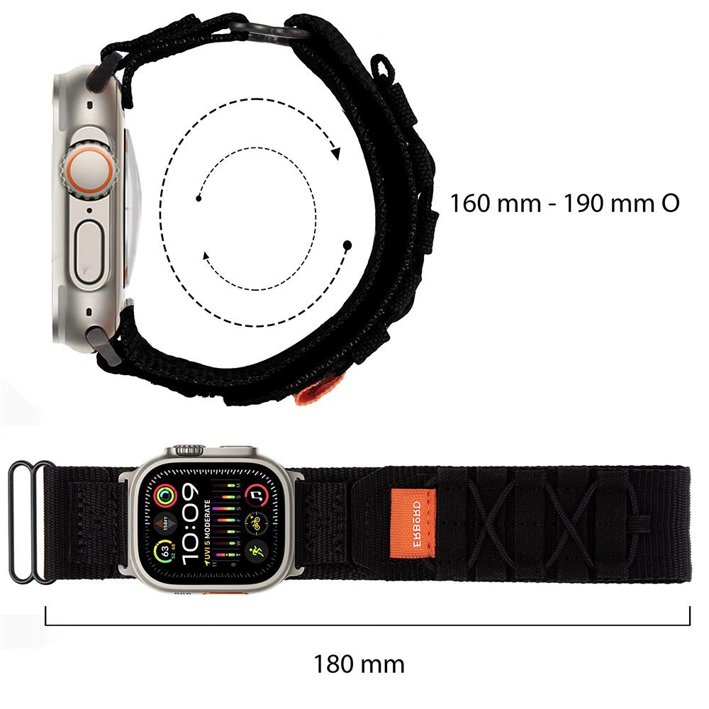 ERBORD Runner Nylon Strap for Apple Watch 1/2/3/4/5/6/7/8/9/10/11/SE Ultra 1/2/3 42/44/45/46/49mm, Black