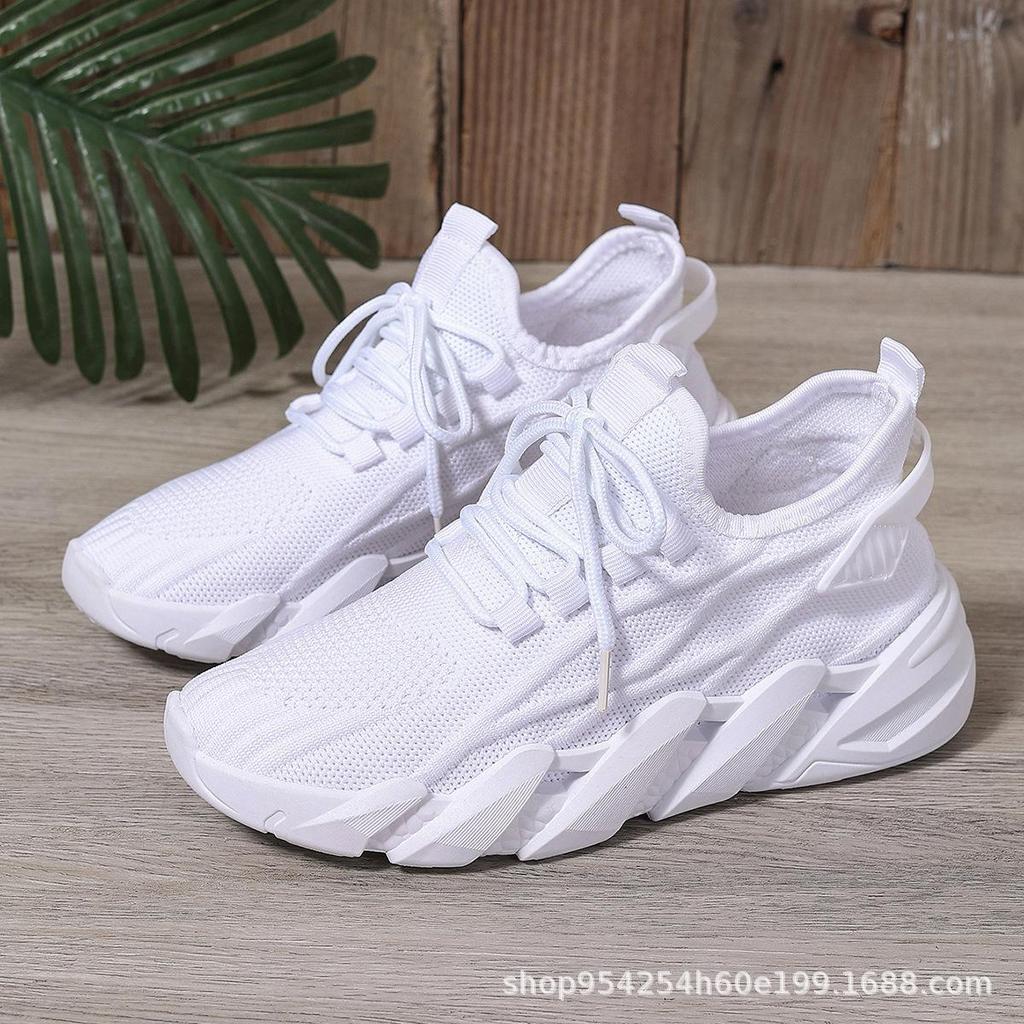 Chaussures de Course, Chaussures de Sport Décontractées à Semelle Souple pour Femmes, Chaussures Simples Respirantes, Chaussures en Maille Tissée Volante, Chaussures de Sport