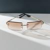Chic Rimless Rectangle Fashion Glasses for Men & Women - Gradient Lens Metal Frame Perfect for Driving