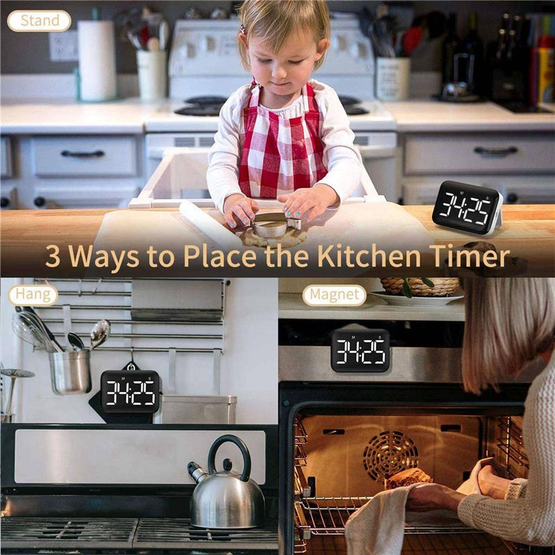 A84X-2X Digitaler Küchenwecker - Magnetischer Countdown-Zähl-Timer Mit Großem LED-Display Lauter Ton Zum Kochen Und Für Kinder