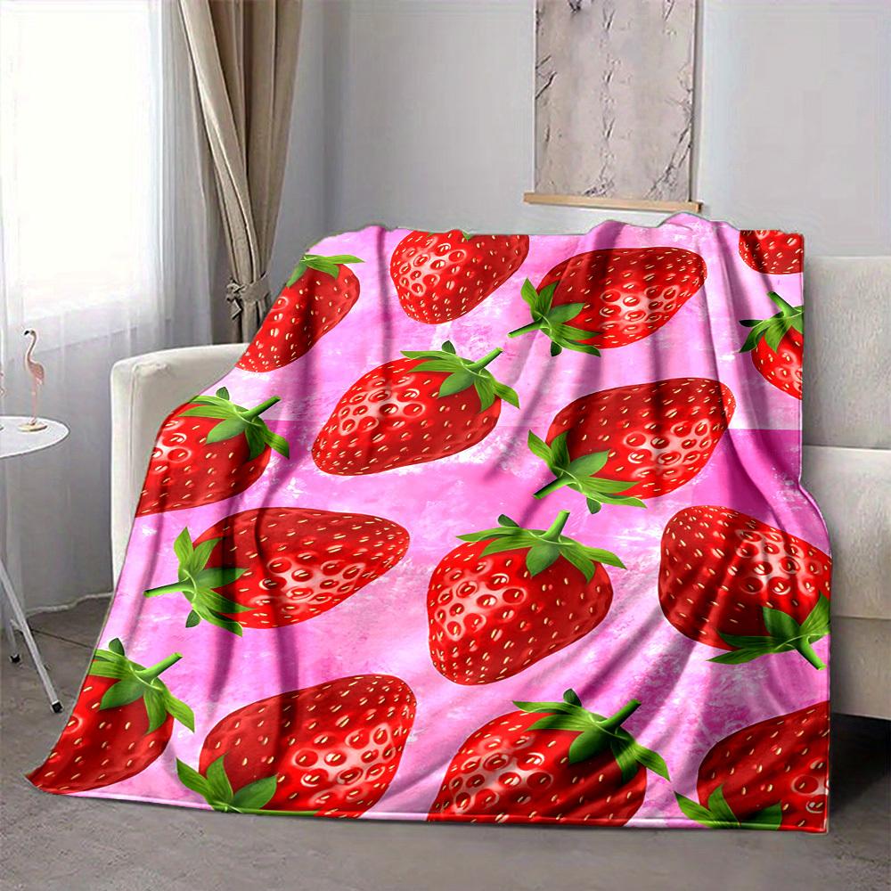 1pc Strawberry Pattern Blanket Warm, Cozy, And Soft, Suitable for Sofas, Beds, Cars, And Office Use.Perfect for Camping And Travel, Making It a Great