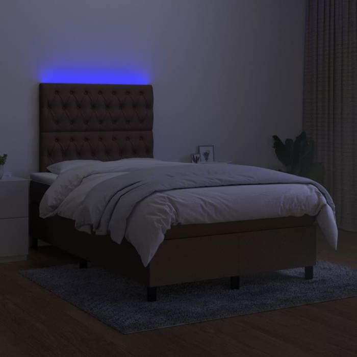 Maison Exclusive - Sommier à lattes de lit matelas et LED marron foncé 120x190 cm